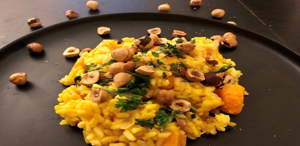 Risotto au potiron et noisettes grillées